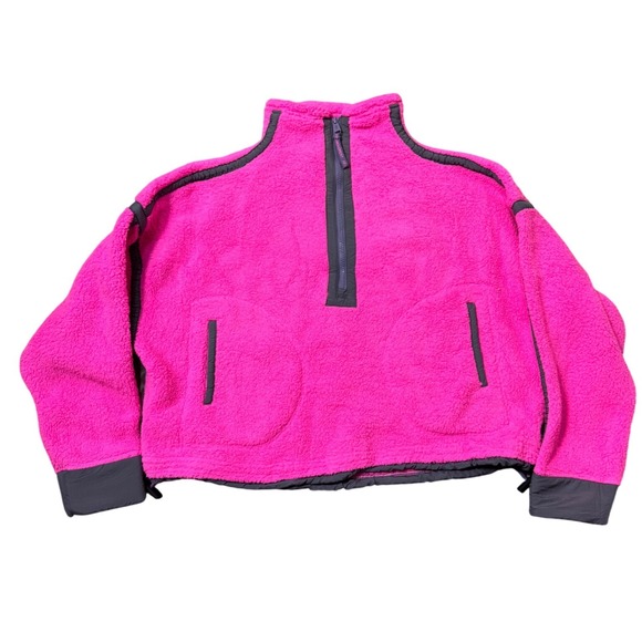 Free People Movement Mountain High Fleece Half Zip Fuchsia Flirt Size SP - Picture 2 of 9